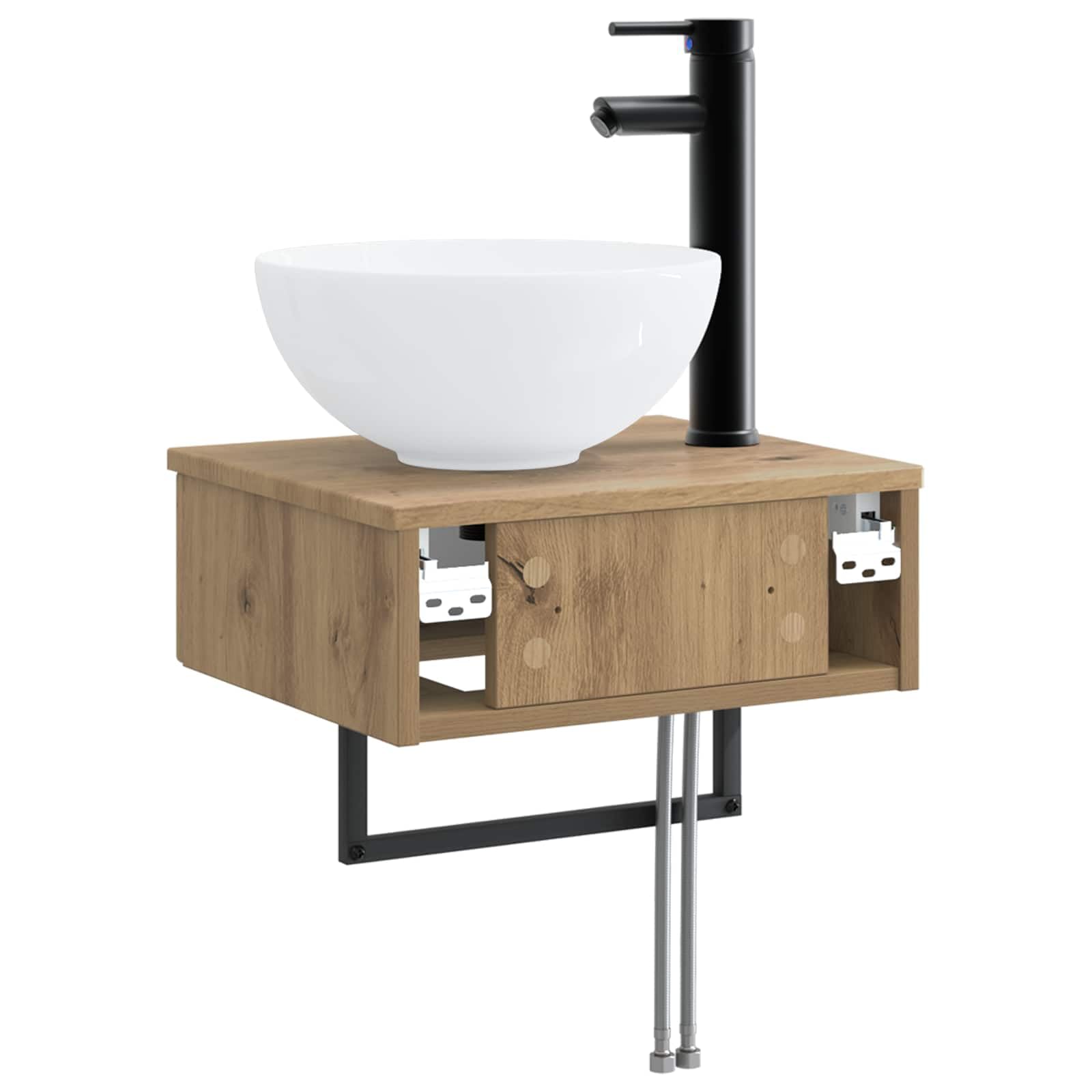 Genérico Lavabo de Lavado Montado en la Pared Roble Artisan,Mobiliario,Armarios y Almacenamiento,Tocadores de baño,40 x 35 x 39 cm-890177
