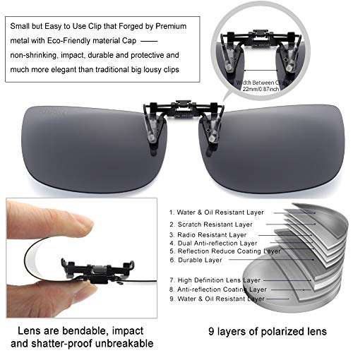 Image of CAXMAN Polarized Clip On Sunglasses Over Prescription Glasses for Men Women UV Protection