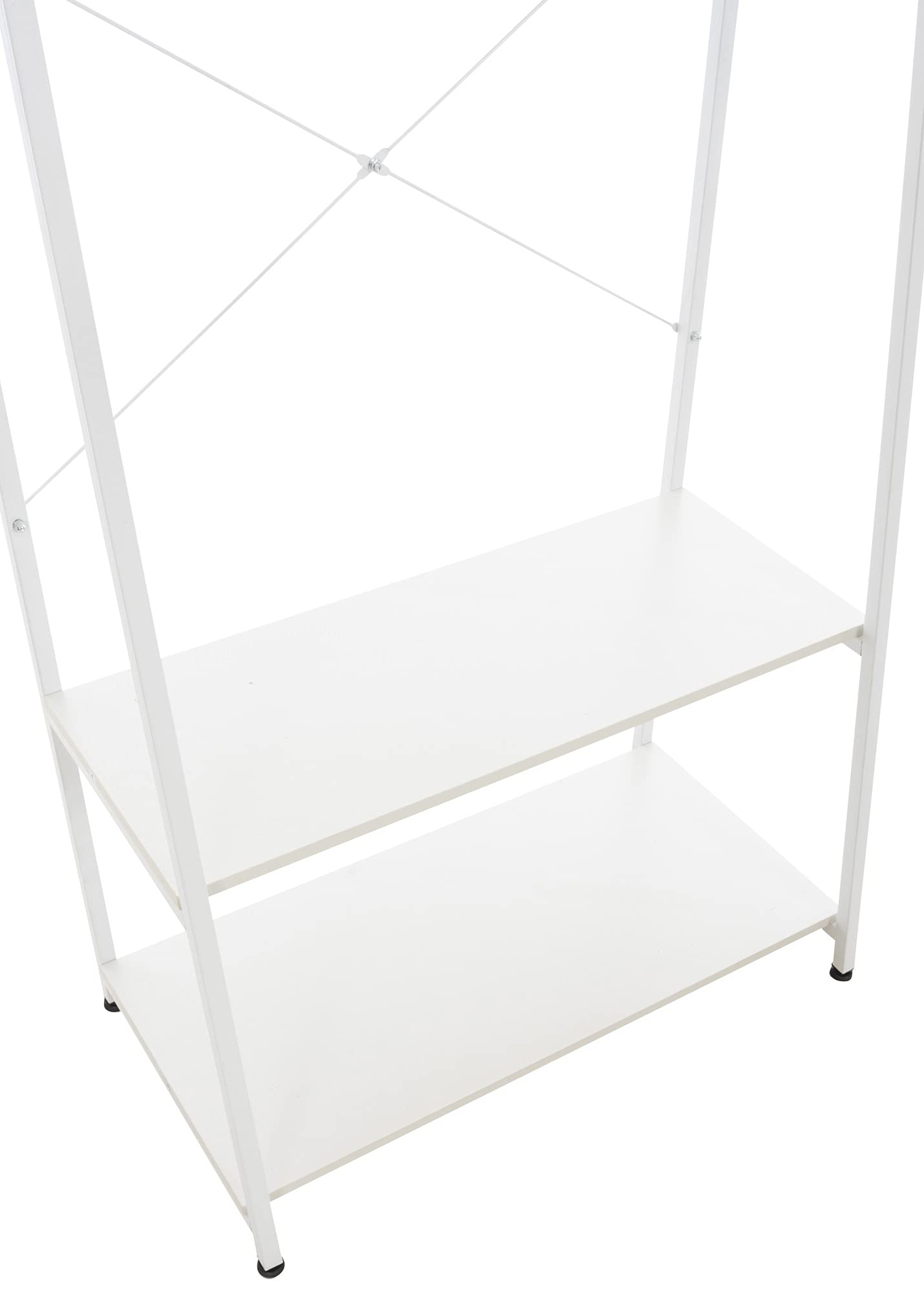 CLP Perchero De Pie Luton Con Estructura De Metal & 3 Estantes De Madera I Estante Para Ropa Moderno & Versátil, Color:blanco