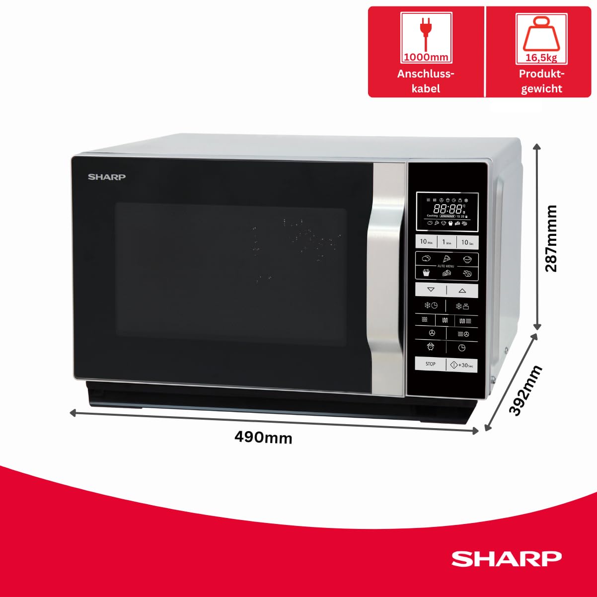 Sharp R-860S Micro-ondes Combiné 25 litres à plateau fixe - Argent