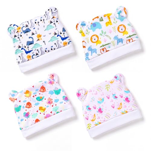 Image of a baby cherry 100% Organic Cotton Newborn Cap 0-3 Months | Soft & Breathable Baby Headwear for Baby Boy & Girl Set of 2 (Multicolour)