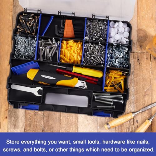 Image of AIDY-PRO Small Parts Organizer Box Storage Case Tools Box Organizer Double Side 34 Compartments Hardware Organizers with Removable Plastic Dividers for Screws Nuts Nails Bolts, 2 Pack