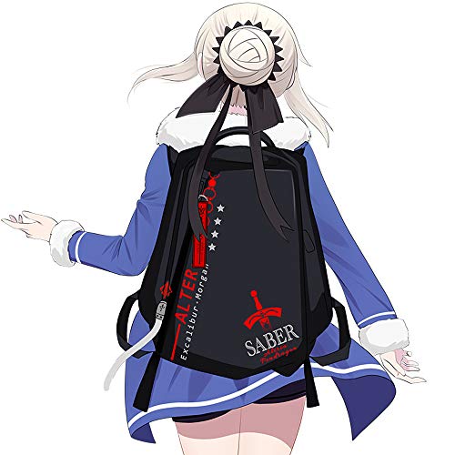 フェイト ステイナイト Fate Stay Night 吾王 Saber バックパック Usb充電 リュックサック ブラック ラップトップバッグ 男女兼用 二次元 アニメ周辺 プレゼント バックパック リュック専門比較サイト Baglog