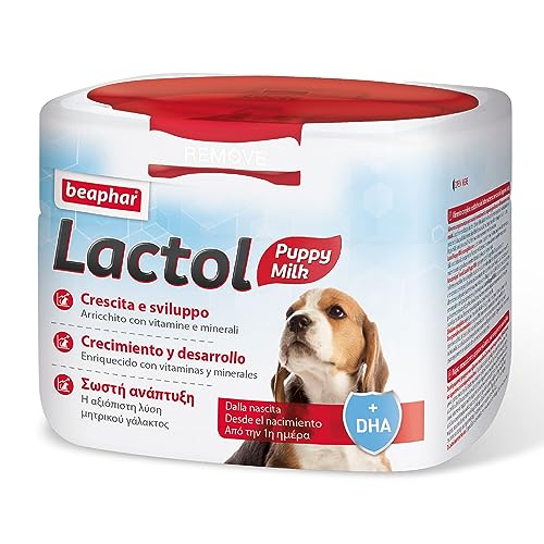 Beaphar Lactol Leche de sustitución Cachorros, Perros, Leche en Polvo, Proteína Altamente digestible, Desarrollo cognitivo, Enriquecida con DHA, 250 g
