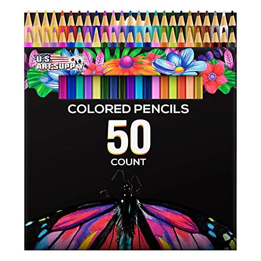 U.S. Art Supply 50 Piece Adult Coloring Book Artist Grade Colored Pencil Set - Vibrant Colors, Smooth Art Drawing, Sketching, Shading, Blending - Fun Activities for Kids, Students, Adults, Beginners