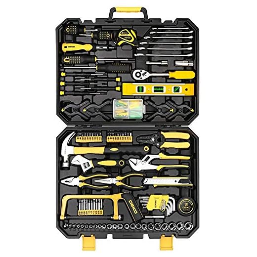 DEKO Werkzeugkoffer ideal für den Haushalt oder die Garage,168-teilig,gefüllt,General Haushalt mit Schraubenschlüssel und Kunststoff Werkzeug-Box