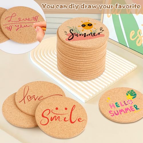 20 Stück Untersetzer aus Kork, rund, Retro, 10cm Untersetzer aus Holz, Vintage, für Getränke, Kaffee, lustig, Naturholz, geeignet für Restaurant zu Hause, Büro