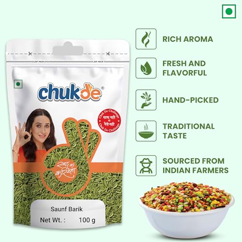 Image of Chukde - Barik Saunf | Fresh & Aromatic | Natural Digestive & Mouth Freshener | Naturally Sweet Lakhnavi Saunf | Other Names - Variyali - Mouri- Sombu - 100 Gram (Pack of 4)