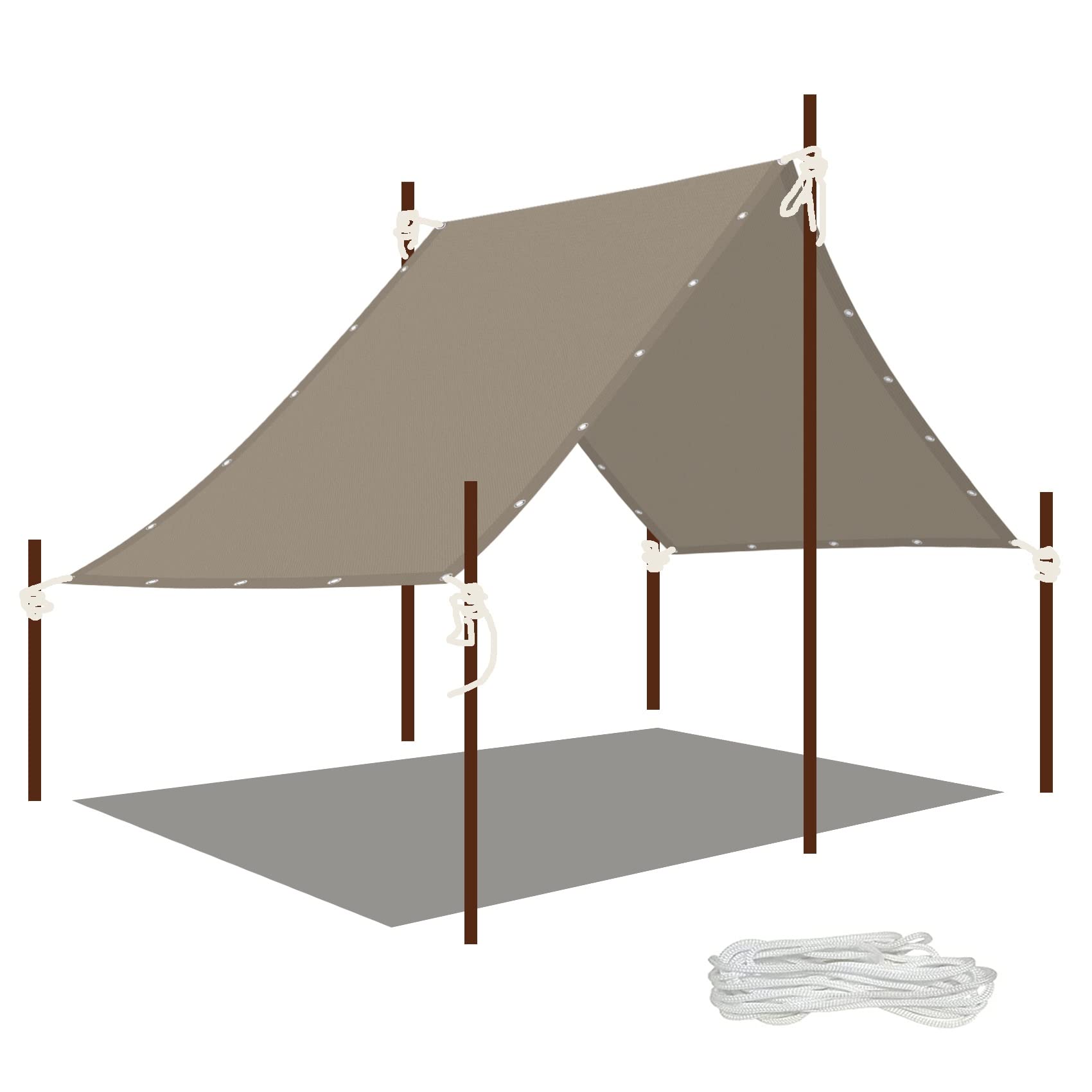 Voile d'ombrage anti-UV 98% et imperméable de 1.6 x 2.4 m couleur taupe
