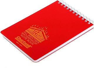 Chartwell 2281 - Bloc de notas impermeable con encuadernación en espiral y hojas de cuadros, 50 hojas, 101 x 156 mm, color rojo y amarillo