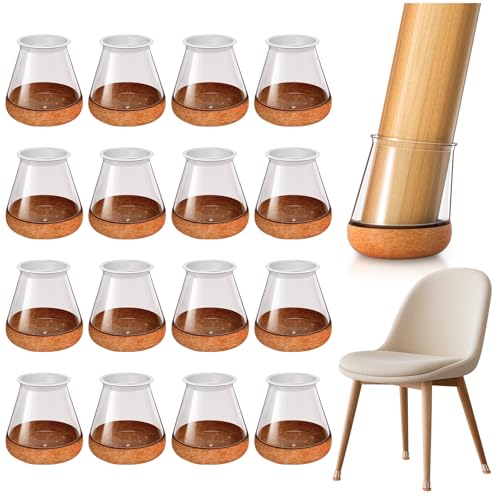 OCONDA 24 Piezas Protector Patas Sillas Redondas, Fieltro Sillas Patas Silicona, Protector Patas Muebles, Antirrayaduras, Protege Los Suelos Reduce El Ruído, Transparente Round S Fit:14-20mm