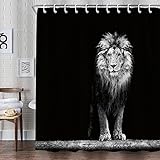 Dvikvmo Black Lion Shower Curtain Powerful Masculine Animal Cool Man Majestic King African Jungle Wi