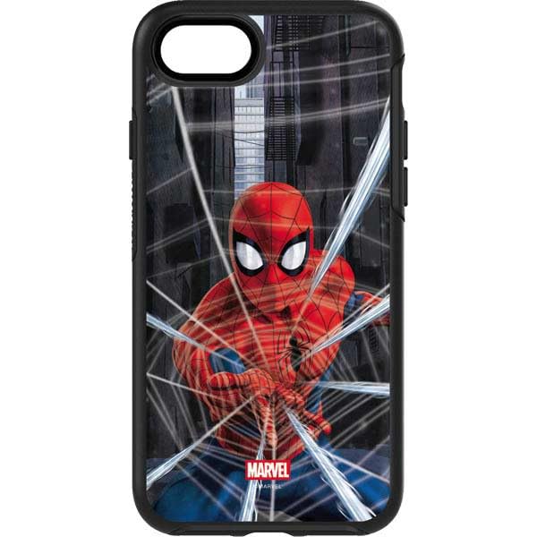 Skinit Decal Phone Skin Compatible with OtterBox Symmetry iPhone 7 - Officially Licensed Marvel Spiderman Web Throw Design