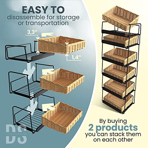 Ds The Display Store 3 Tier Countertop Willow Basket Stand, Chalk Label & Removable Baskets, Retail Tower Storage Shelves Cookie Candy Display Rack #TOP3