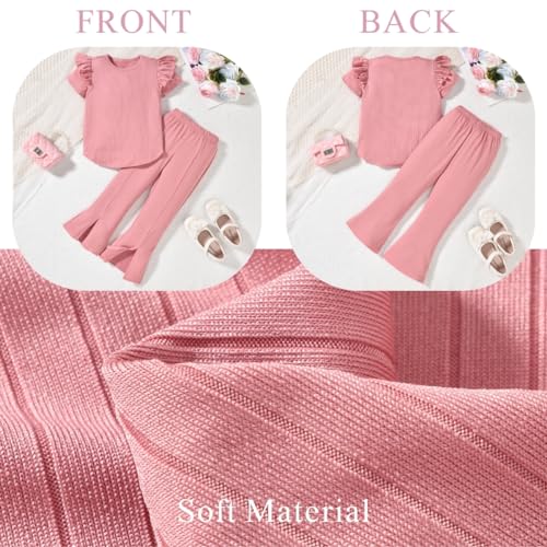 Image of Toddler Girls Flare Pants with Slit Outfit for 2T - 5T Summer