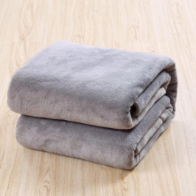 Couverture Grise 180x200 en Flanelle Microfibre Chaude Plaid Lit Grande Taille