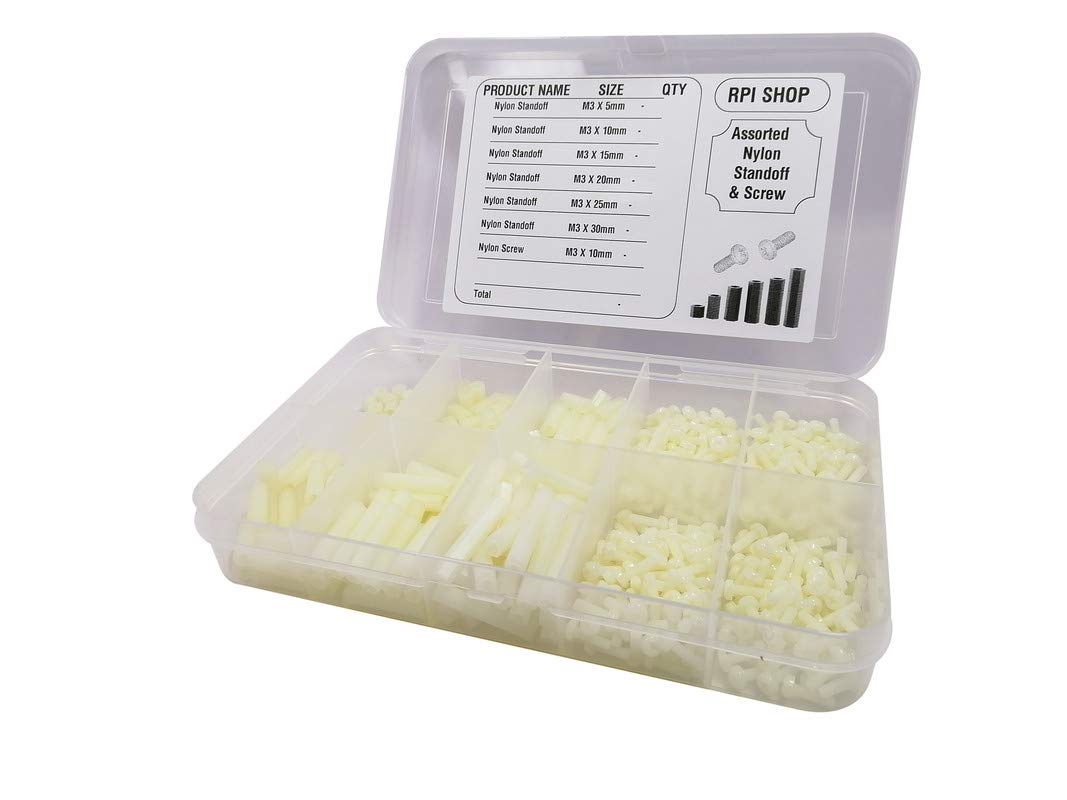 Rpi shop -360 Pcs Assorted M3 Female to Female full threaded Nylon Hex Standoff And Nylon Screw Kit, For Quadcopter Drone, Computer & Circuit Board, PCB DIY project