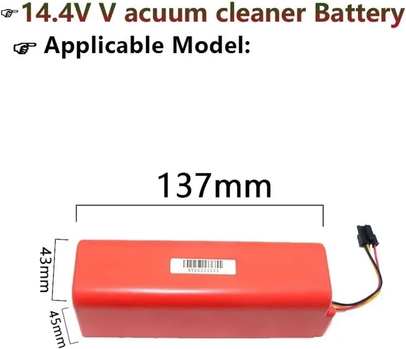 14.4V 6800mAh Li-ion Battery Parts Replacement. Compatible With Roborock Q Revo/Qrevo S/Qrevo Pro/Q Revo MaxV/Qrevo Slim Vacuum Cleaners(Style A)