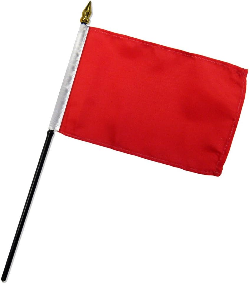 Quality Standard Flags One Dozen Red Stick Flag, 4 by 6"