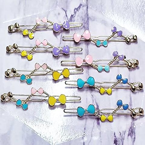 WHITEBRIDGE 8pcs bow tie Metal The Frog Buckle Hair Clips For Women Girls Cover