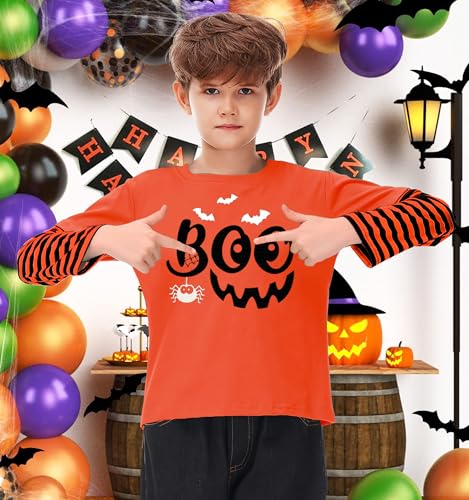 Image of Remimi Unisex Kids Christmas Long Sleeve Shirt Xmas Print Stripe Shirts 2-12 Years