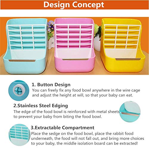 STTQYB Hay Feeder, 2 in 1 Hay Food Bin Feeder for Small Animals Food hay Feeder for Rabbit, Guinea Pig (1 Pack, Pink) - Thumbnail 6