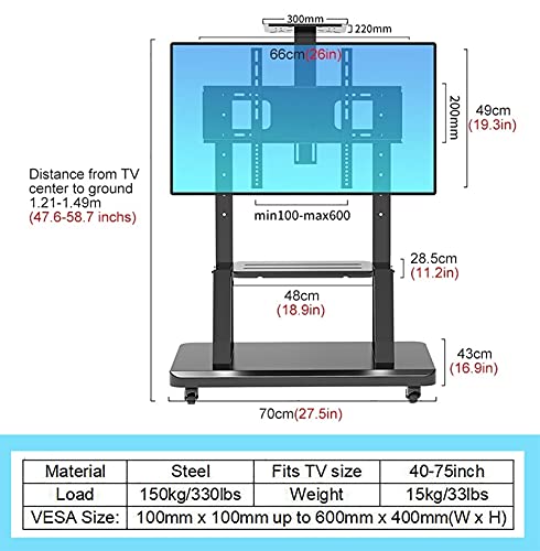 Soporte móvil ajustable para TV de 40 a 75 pulgadas miniatura 2