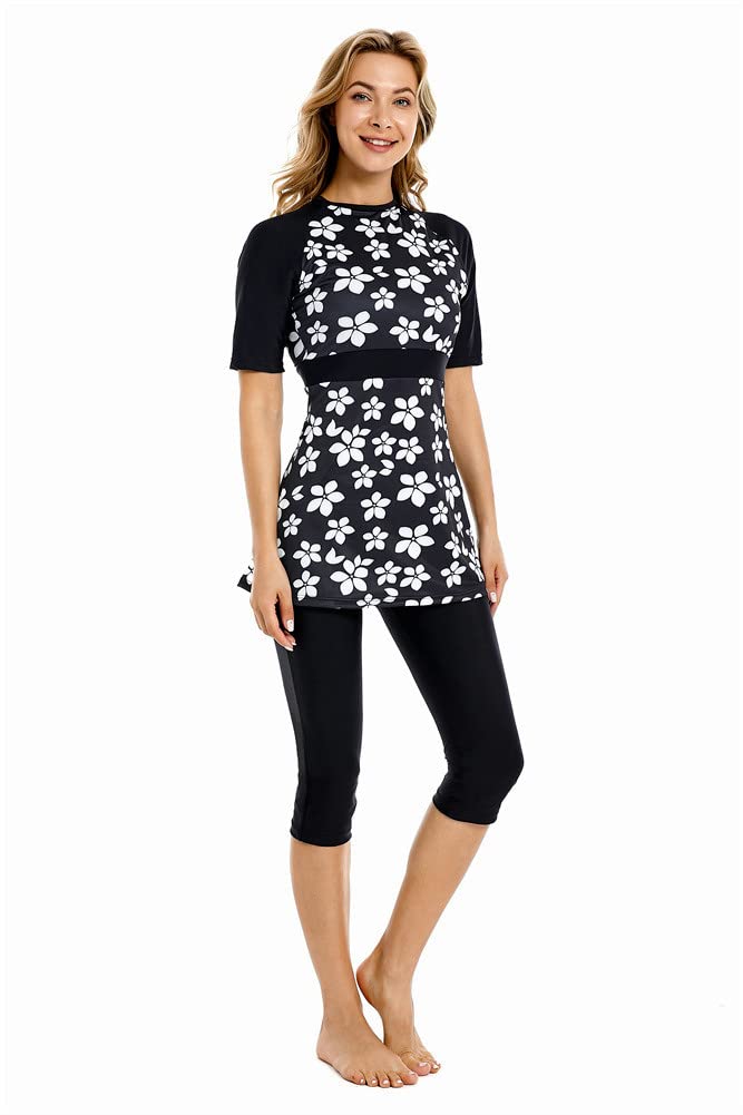 Rash Guard Surf Costume à Manches Courtes Maillot de Bain Burkini Maillots de Bain modestes pour Femmes modestie vêtements de Plage