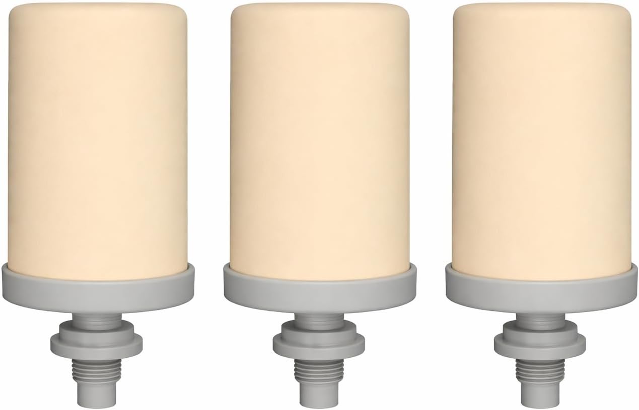 Triple Action Ceramic Water Filter Cartridge – Universal Replacement, 3 Pack, White