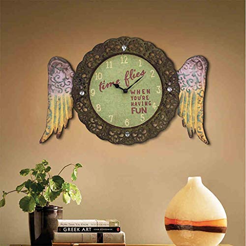 Estante de pared con reloj de hierro retro para bar y hogar