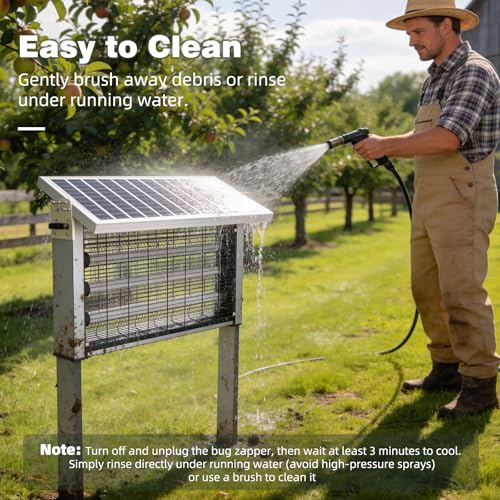 Image of Heavy-Duty Large Solar Bug Zapper Outdoor for 1 /2 Acre with 40W Solar Panel | Aluminum Rechargeable Solar Zapper with High Powered, Waterproof Solar Bug Zapper for Patio Garden Backyard Farm Large Places