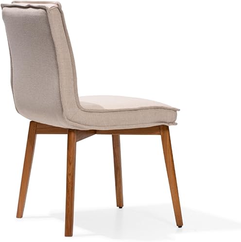 Miniatura 8 de Tura Juego de 2 sillas de comedor tapizadas, patas de madera con acabado de nogal, sillas de comedor de tela de alto rendimiento, juego de 2 sillas