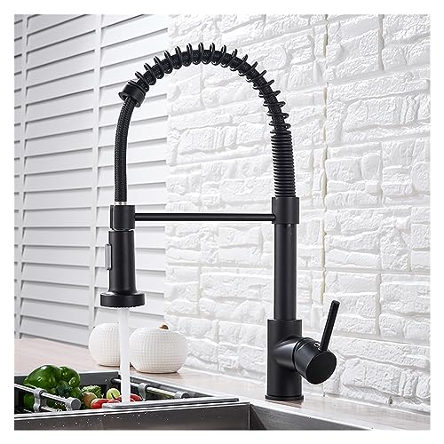 Robinet de cuisine mitigeur noir et or design chic à bec pivotant 360°