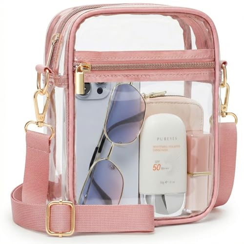 Image of PACKISM Clear Bag for Stadium Events - Clear Purses for Women Transparent Crossbody Messenger Bag for Concerts Game Day