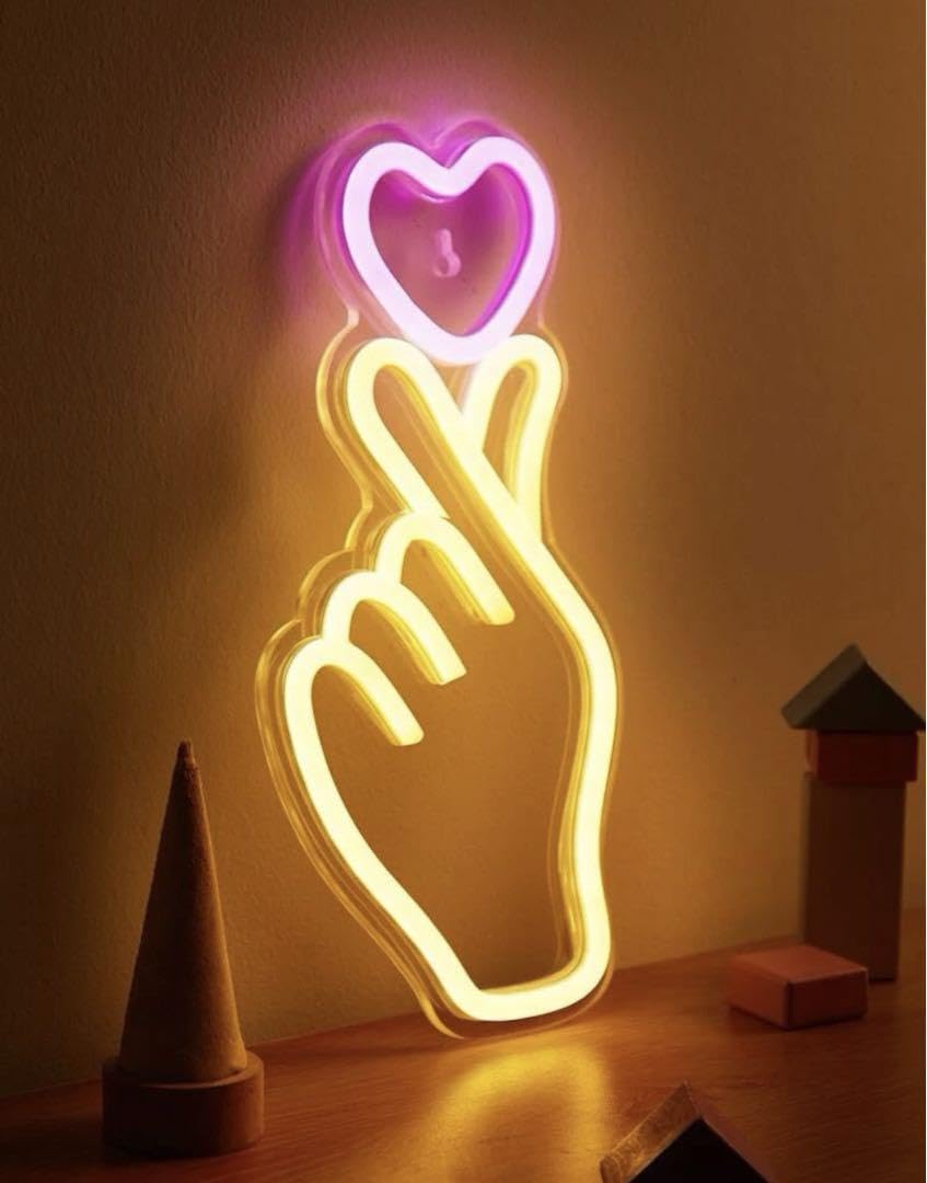 オーダーメイド　ネオンサイン 指ハート LED看板 K-POP 韓流 店内装飾 Amazon.co.jp: ネオンライト 指ハート 看板 ネオンサイン 韓国