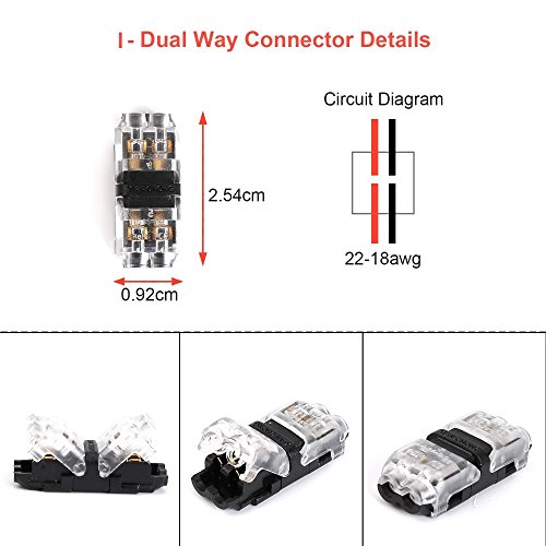 Low Voltage Wire Connectors, TYUMEN 12pcs 2 Pin 2 Way Universal Compact