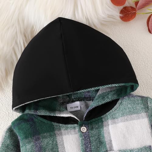 Toddler Boy Clothes Fall Winter Outfits Plaid Pocket Hoodie Sweatshirt + Long Sleeve Pants Set 12 Months-6 Years Old4