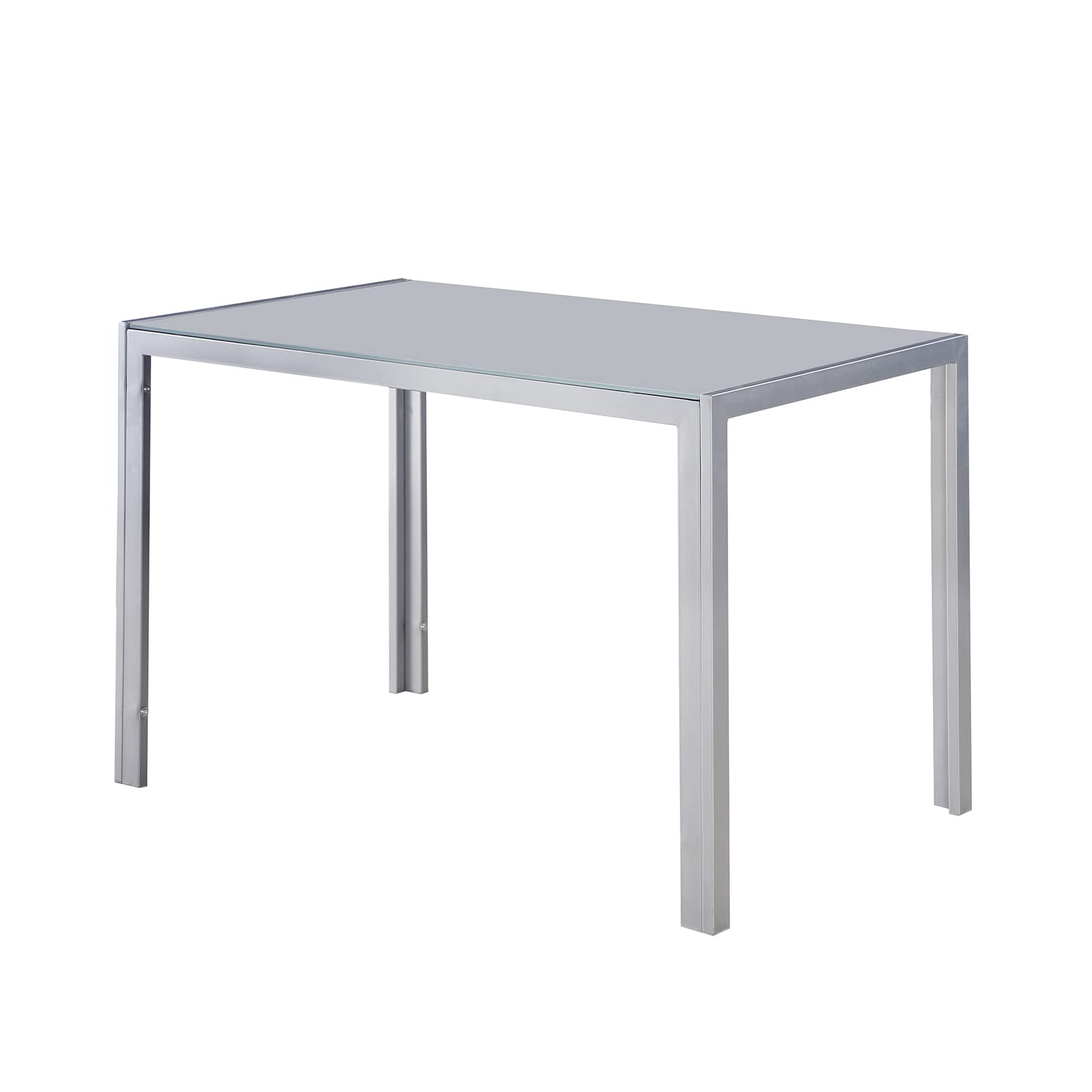 Dripex Modern High Gloss Dining Table with Glass Table Top and Metal Legs, Rectangle Grey Kitchen Dining Room and Restaurant Furniture Table for 4-6 Seater (Only Table, 120 x 70 x 75cm)