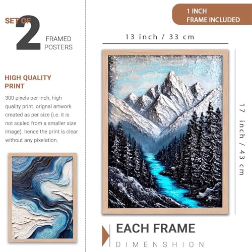 Image of kotart Modern frame Art Home Decoration Abstract Mountain view Paintings With Frame For Living Room Bed Room Hotel Wall Decor Digital Reprint Set of 2(13X17 INCH)