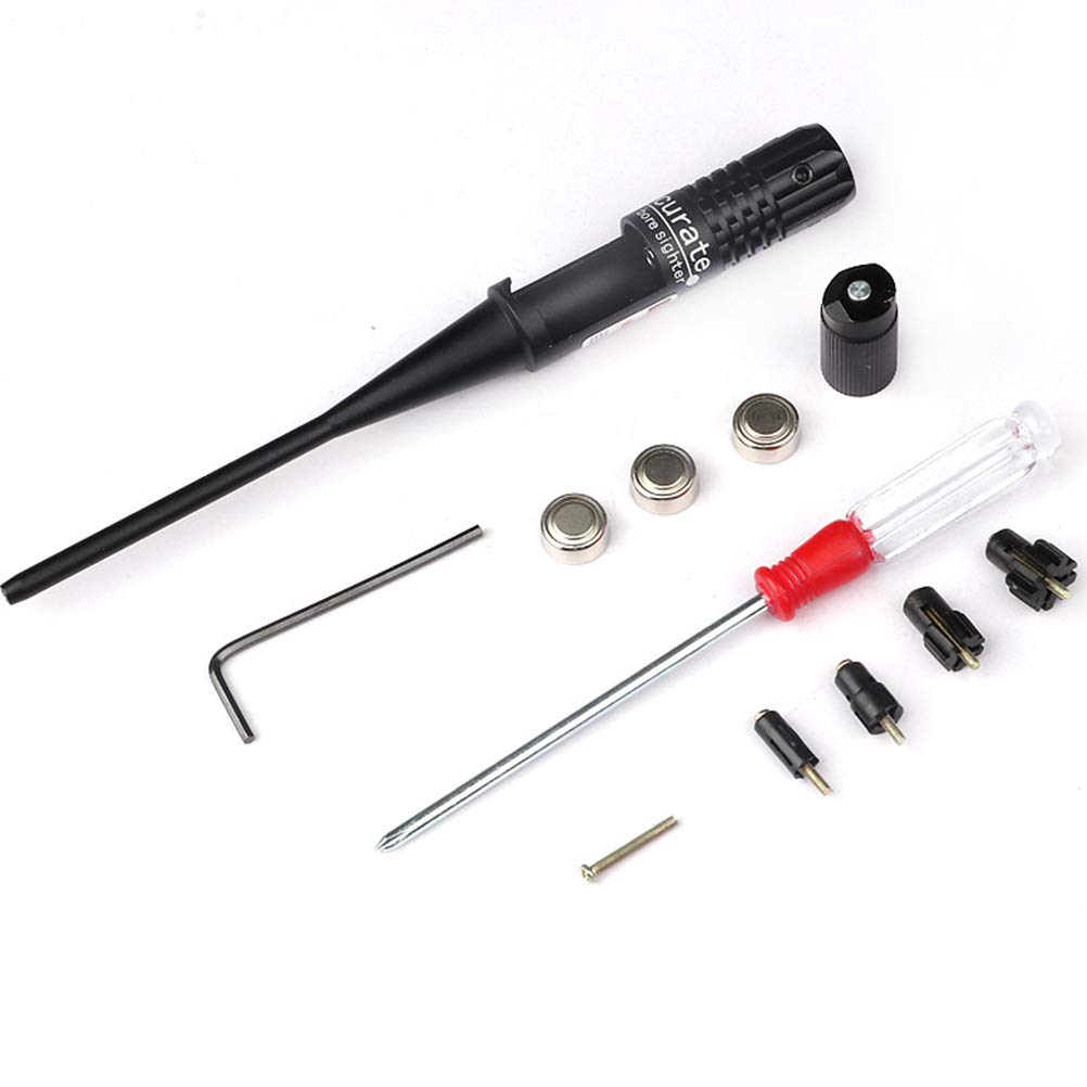 Laser-Bore Sighter Kit, Bore Sight Kit Bore Sighter Red Boresighter pour fusils de pistolet de calibre .22 à .50 Hunting Bore Sighter