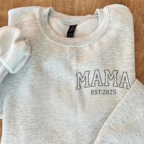 Custom Mama Embroidered Sweatshirt with GrandKids Names on Sleeve, for Mom, New Grandma Outfit4