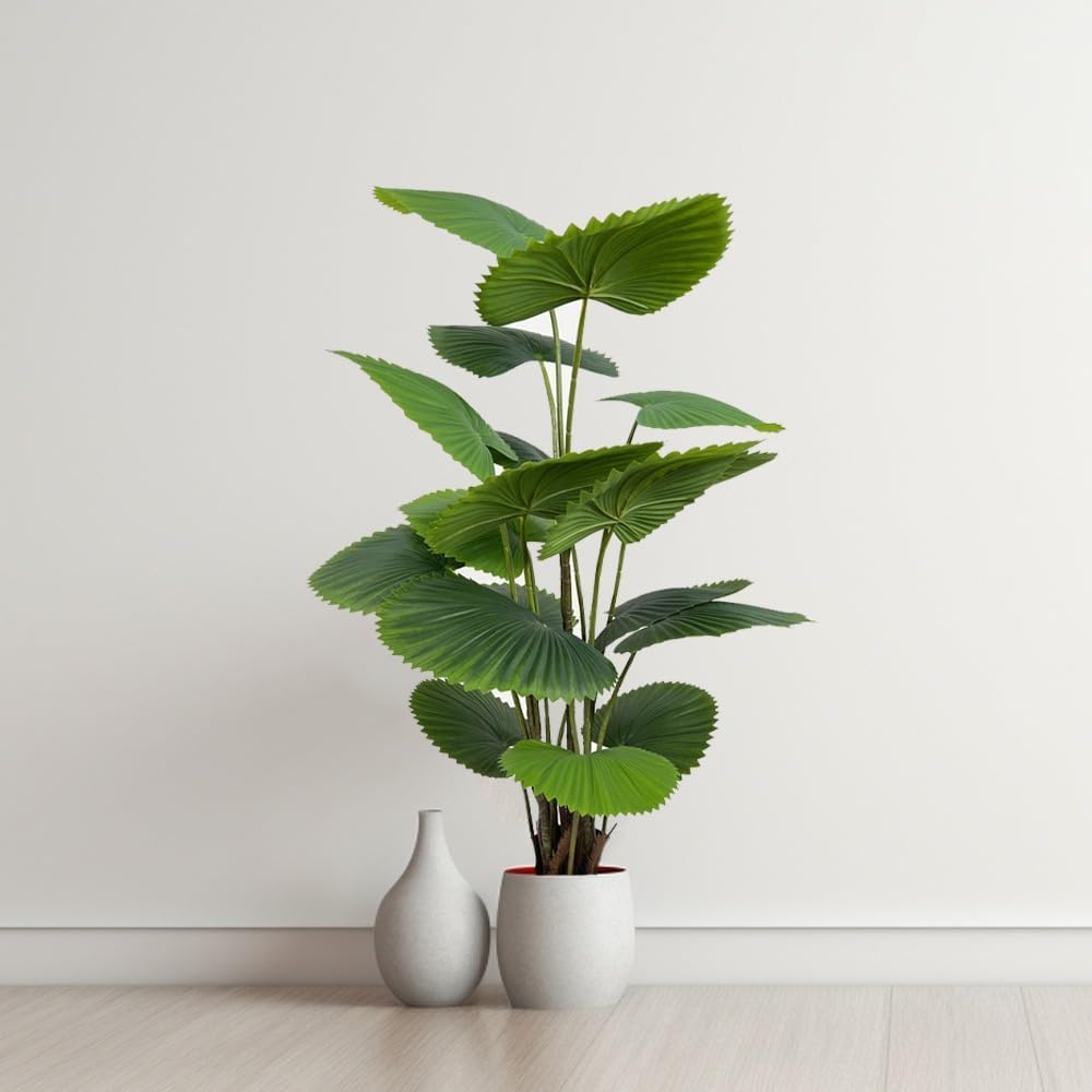 Artificial Licuala Francis Tree with 6-Inch Black Pot - Exquisite Faux Plant for Indoor Decoration 145 cm