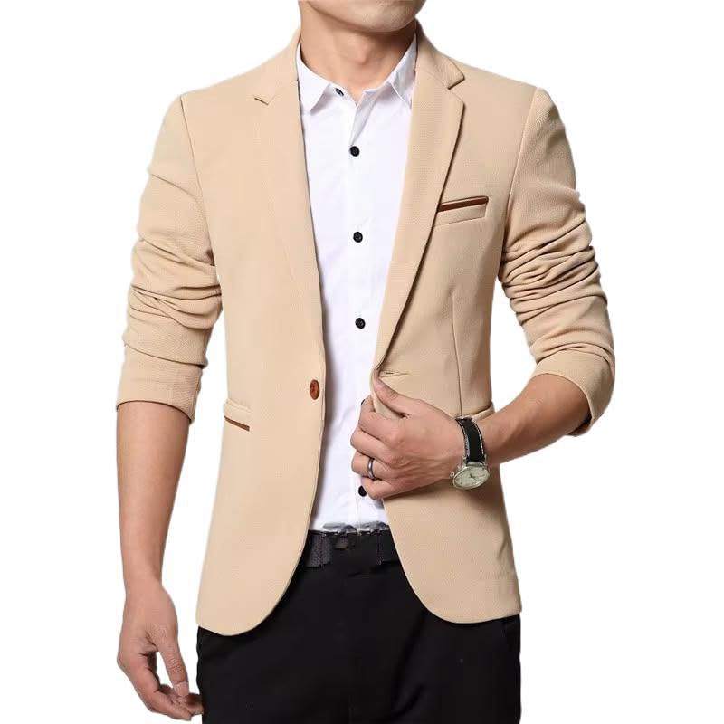 Men's Slim Fit Suit Jacket Plus Size Wedding Casual Blazer for Men-Khaki