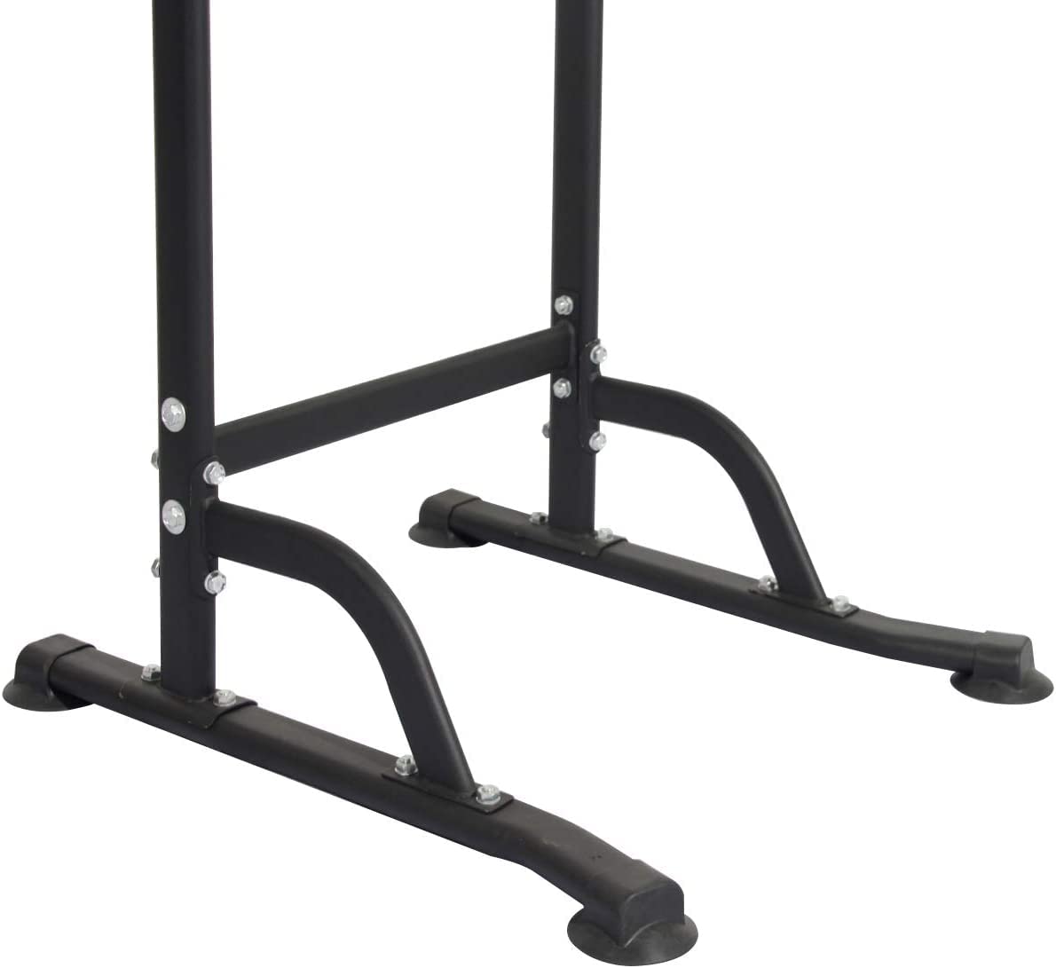 DlandHome Sedia Romana Regolabile per Bodybuilding - Stazione di Trazione e Dip per Addominali e Braccioli - Barra di Trazione su Piede - Fitness Nero
