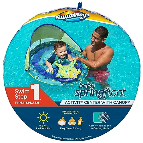 SwimWays Baby Spring Float Activity Center, Baby Pool Float with Canopy, Pool Toys & Swimming Pool Accessories for Kids 9-24 Months, Green Octopus - image 9