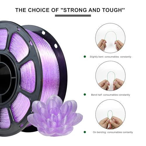 Image of iBOSS Transparent Glitter Purple PLA+ Filament 1.75mm, 1kg Glitter Translucent 3D Printer Filament, PLA Plus Neatly Wound Clear Filament, Fit Most FDM 3D Printers