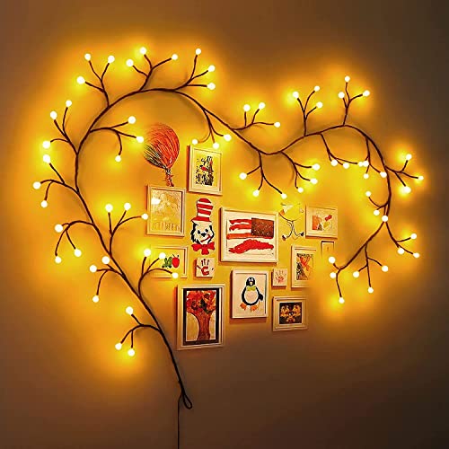 GOESWELL Illuminated Willow Vine Home Decor Artificial Vineyard Wall Decoration 72 LEDs Cover