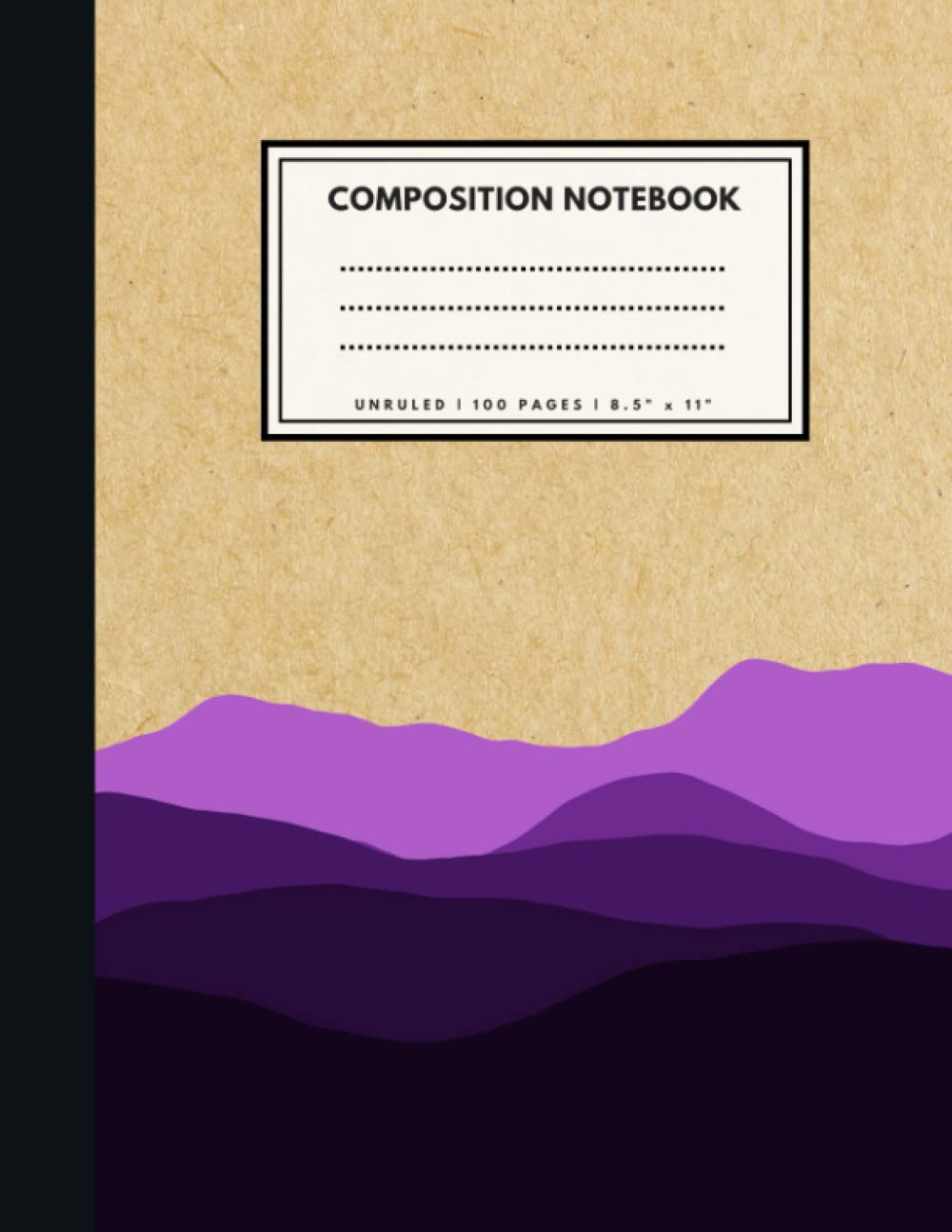 Unruled Composition Notebook: Purple Mountains Brown Paper Soft Cover | Large (8.5 x 11 inches) Letter Size | 100 Unlined Pages | Plain Retro Notes