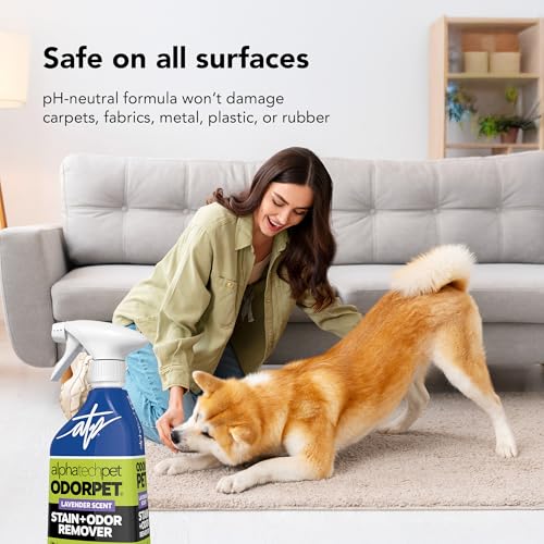 Image of OdorPet Pet Stain Remover and Odor Eliminator - 16 Oz Ready To Use Spray, Non Staining, Professional Strength, Lavender Scent by Alpha Tech Pet