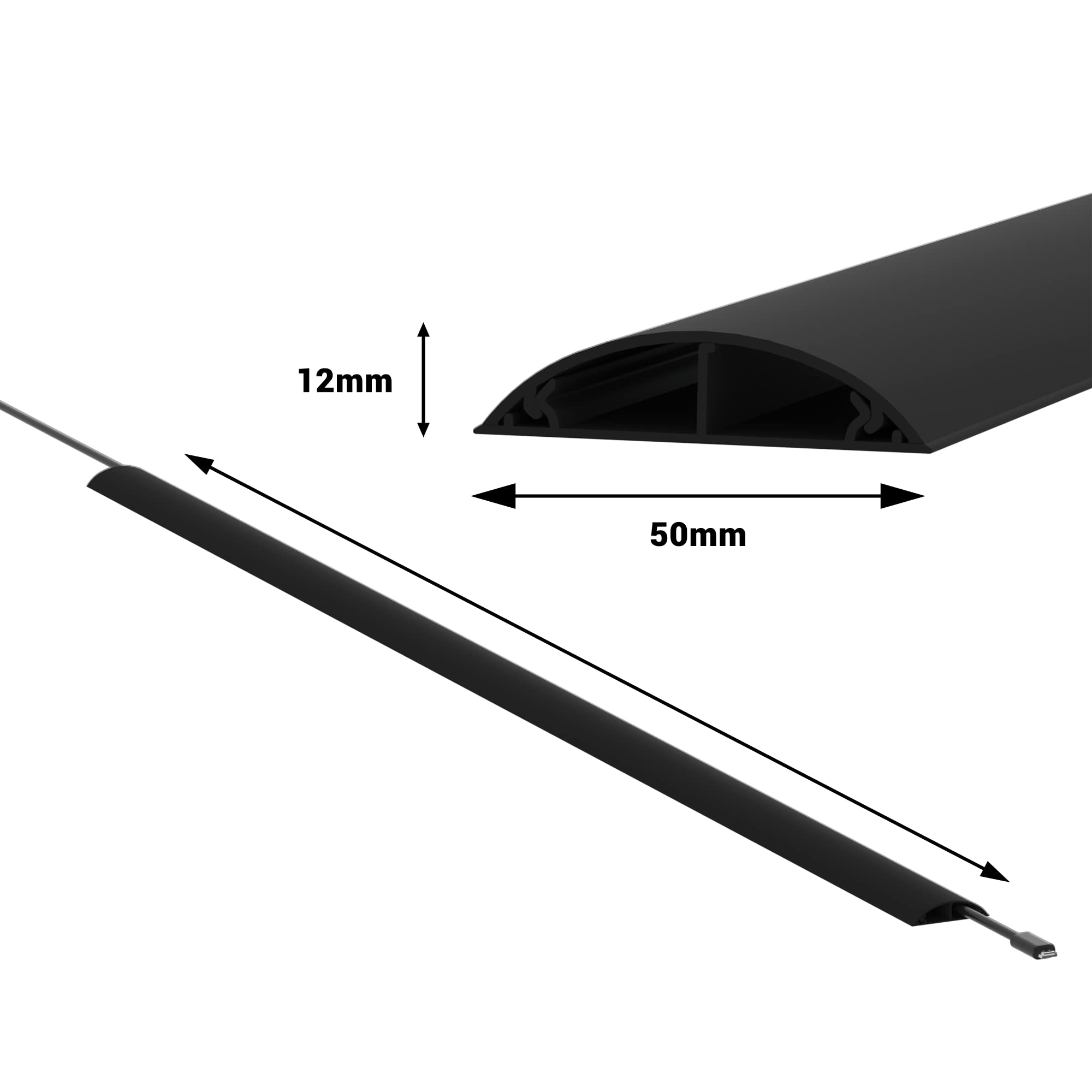 CILSON Bodenkanal, 50x12 mm, 1x1,2 m, Schwarz, selbstklebend